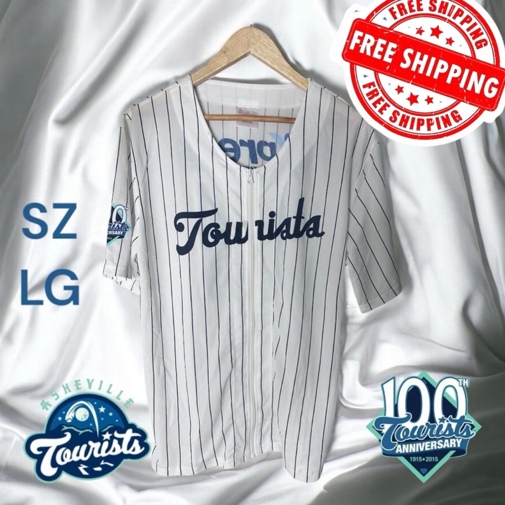 100th Anniversary MiLB Asheville Tourists Full Zip Promo Jersey Large FREE SHIP